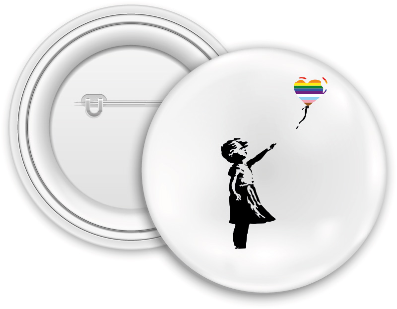 Button Ballon Mädchen Pride (Ø 3,2 cm)       